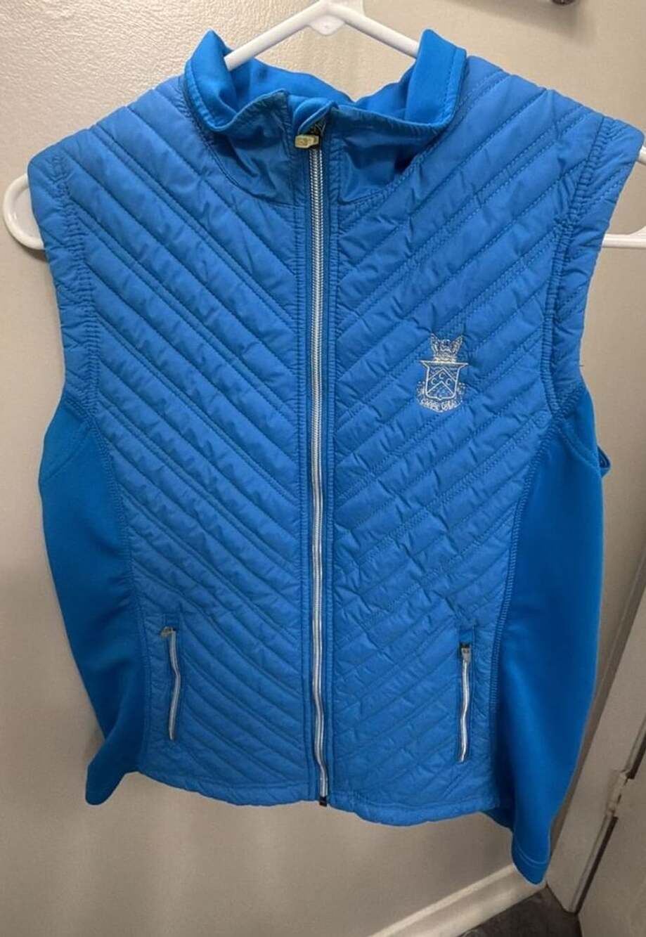 Levelwear Capital City Club Atlanta Womens M Quilted Golf Vest Blue Full Zip